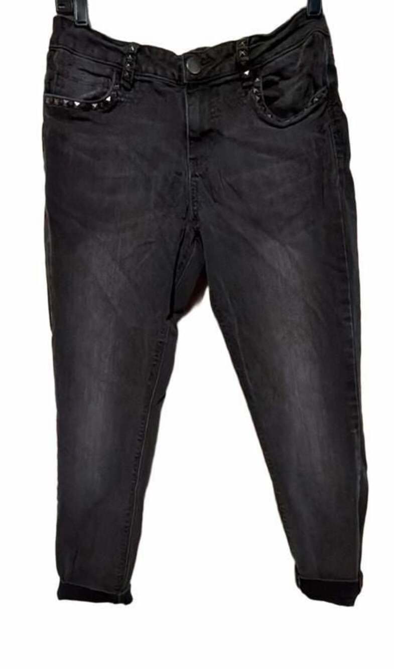 Prosperity Black Denim Jeans with Studded Pockets, Size 30
